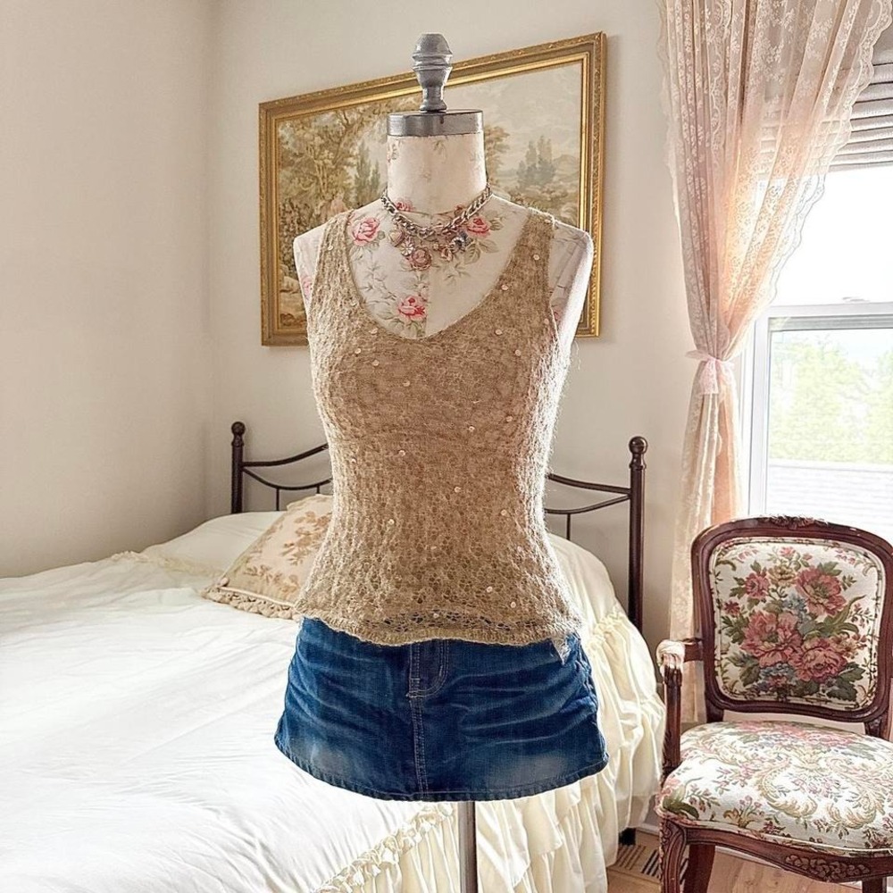 Tan fairy‎ tank  Y2K the limited mohair blend knit tank size small